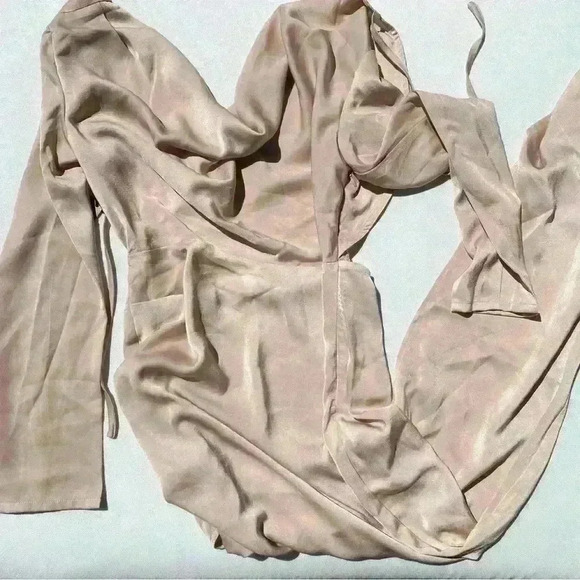 NWT Area Stars Cowl Neck Long Sleeve Satin Midi Dress Backless Size S - Picture 5 of 11